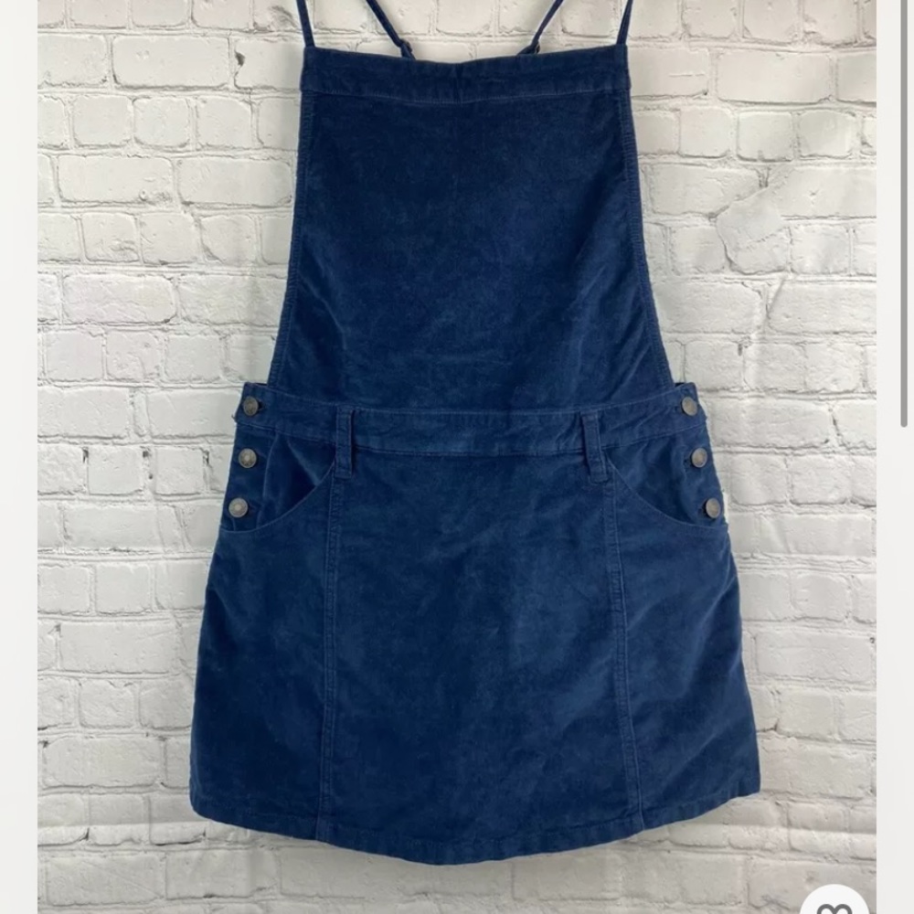 Free People Navy Blue Velvet Overall Dress Size 10 Brand New